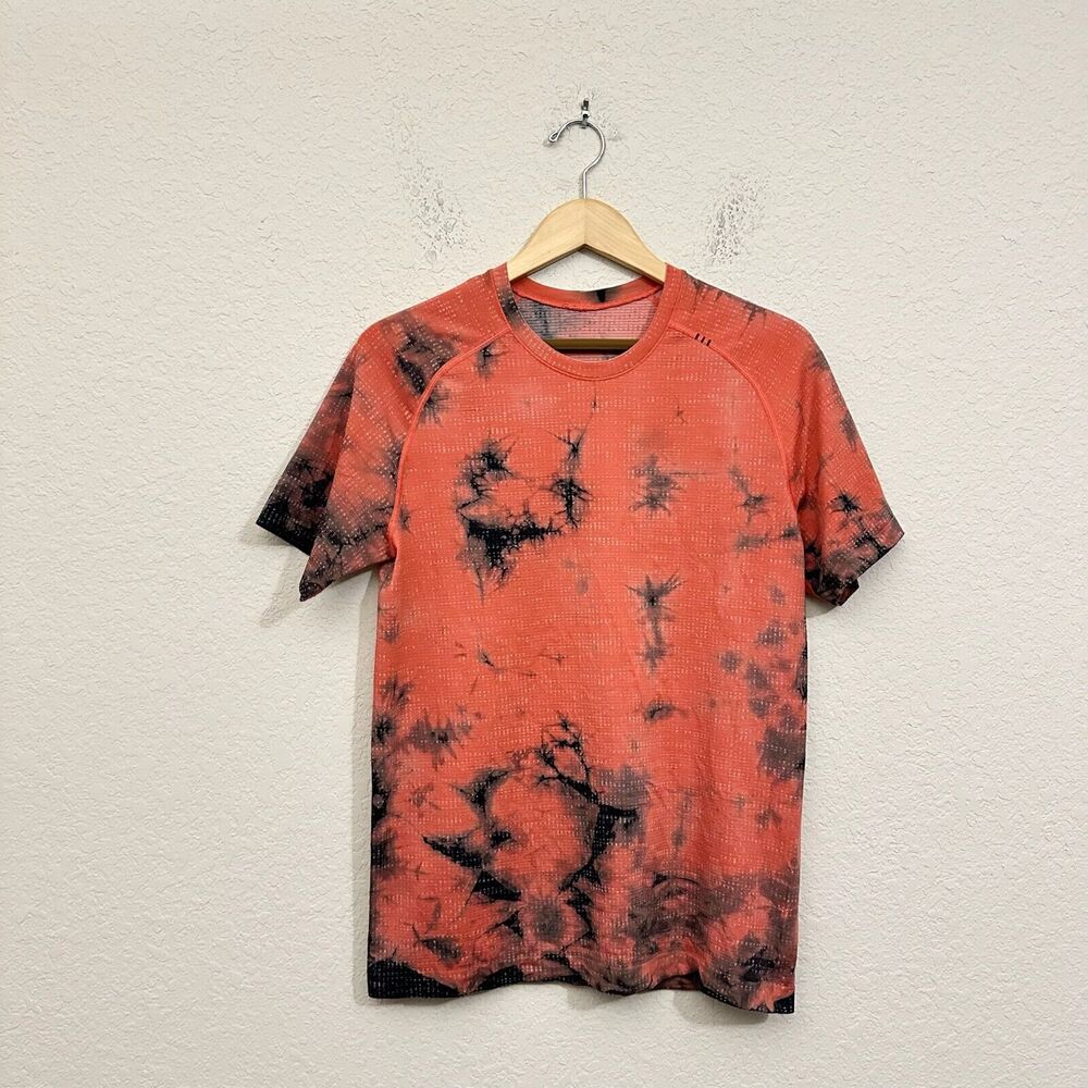 LULULEMON Mens Metal Vent Tech Short Sleeve Shirt 2.0 Marble Dye Autumn Red